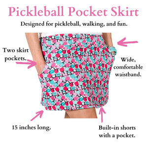 Pickleball Pocket Skirt-Pink Houndstooth