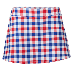 Open image in slideshow, Pickleball Pocket Skirt-Red, White, &amp; Blue Gingham
